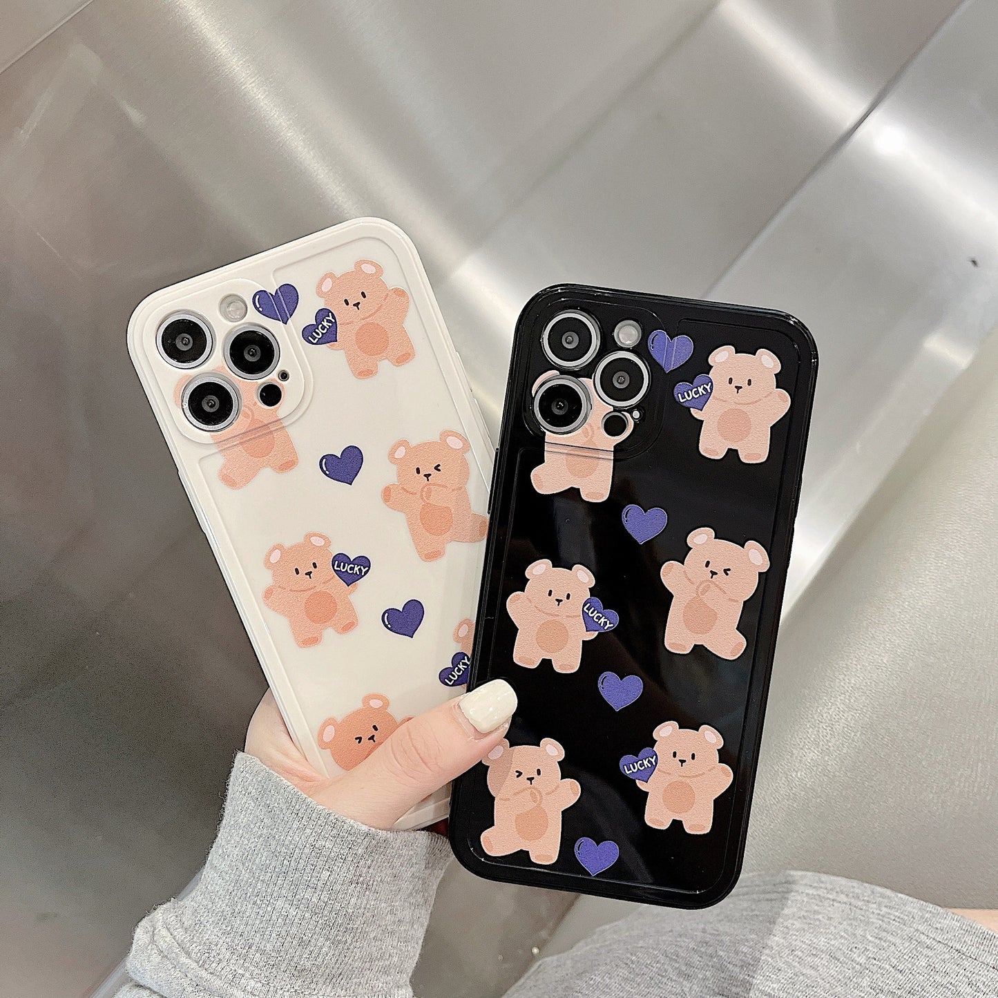 Cute Bear Pattern Printed Phone Case