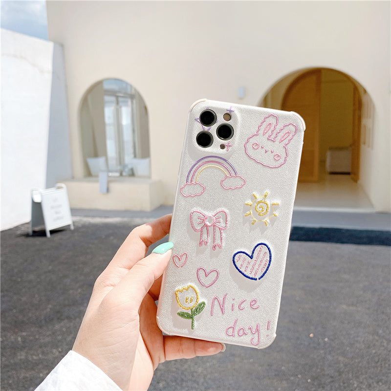 Cute Embroidered Happy Rabbit Phone Case