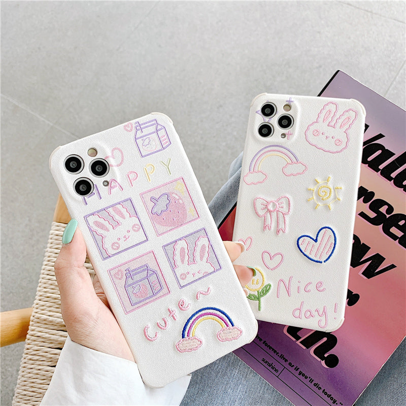 Cute Embroidered Happy Rabbit Phone Case