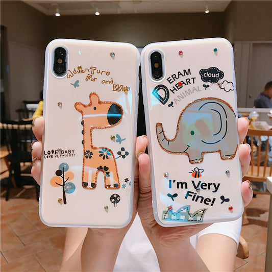 Compatible with Apple , Shatter-resistant Cartoon Giraffe Cute Elephant Phone Case